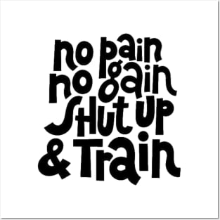 No Pain, No Gain - Gym Workout & Fitness Motivation Typography Posters and Art